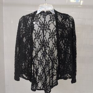 Black Lace Open Cardigan